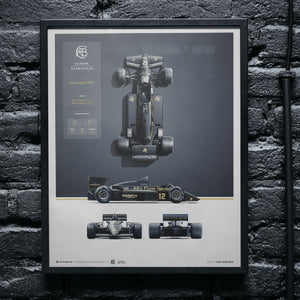 Team Lotus Type 97T 1985 Blueprint Lotus Poster Ayrton Senna, Elio de Angelis