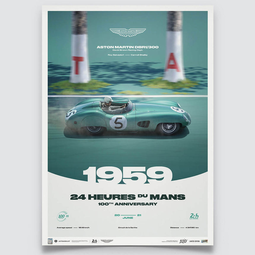 Aston Martin DBR1/300 | 1959 100th Anniversary | 24h Le Mans Poster