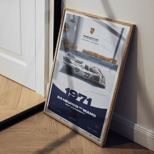Porsche 917 KH 1971 100th Anniversary 24h Le Mans Poster Gijs van Lennep, Helmut Marko