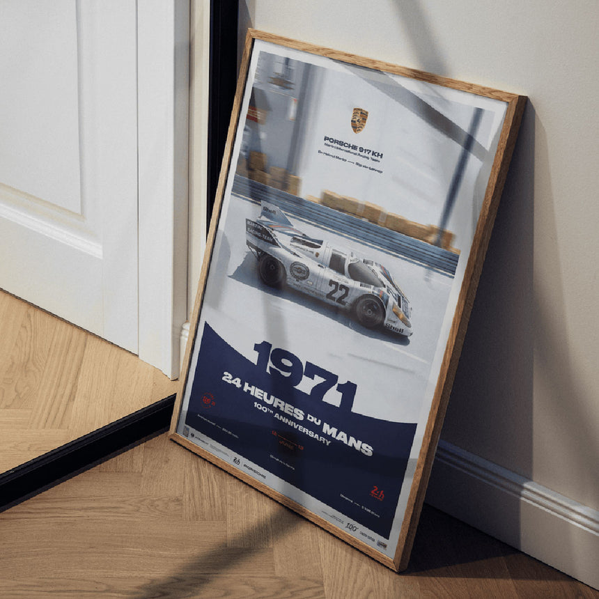 Porsche 917 KH 1971 100th Anniversary 24h Le Mans Poster Gijs van Lennep, Helmut Marko