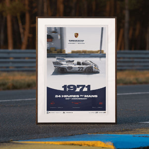Porsche 917 KH 1971 100th Anniversary 24h Le Mans Poster Gijs van Lennep, Helmut Marko