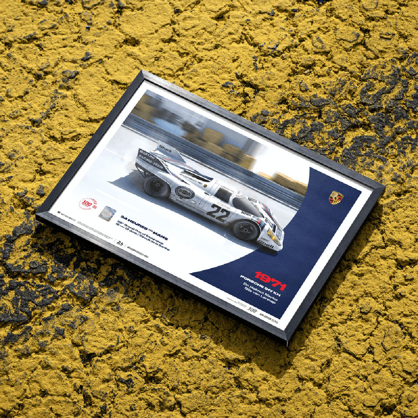 Porsche 917 KH 1971 100th Anniversary 24h Le Mans Poster Gijs van Lennep, Helmut Marko