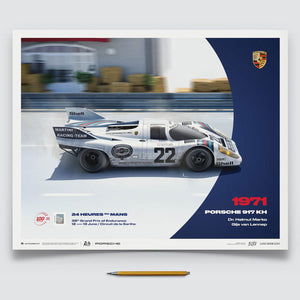 Porsche 917 KH 1971 100th Anniversary 24h Le Mans Poster Gijs van Lennep, Helmut Marko