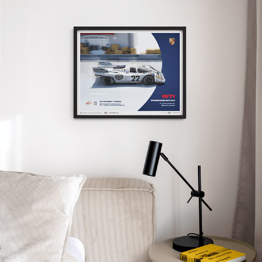 Porsche 917 KH 1971 100th Anniversary 24h Le Mans Poster Gijs van Lennep, Helmut Marko