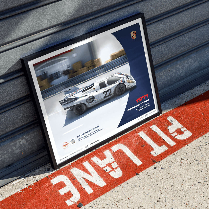Porsche 917 KH 1971 100th Anniversary 24h Le Mans Poster Gijs van Lennep, Helmut Marko