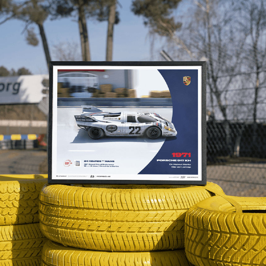 Porsche 917 KH 1971 100th Anniversary 24h Le Mans Poster Gijs van Lennep, Helmut Marko