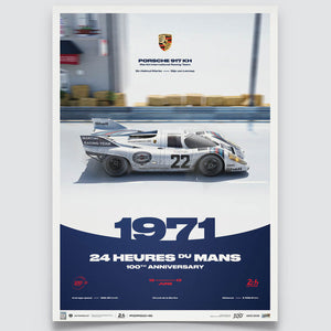 Porsche 917 KH 1971 100th Anniversary 24h Le Mans Poster Gijs van Lennep, Helmut Marko