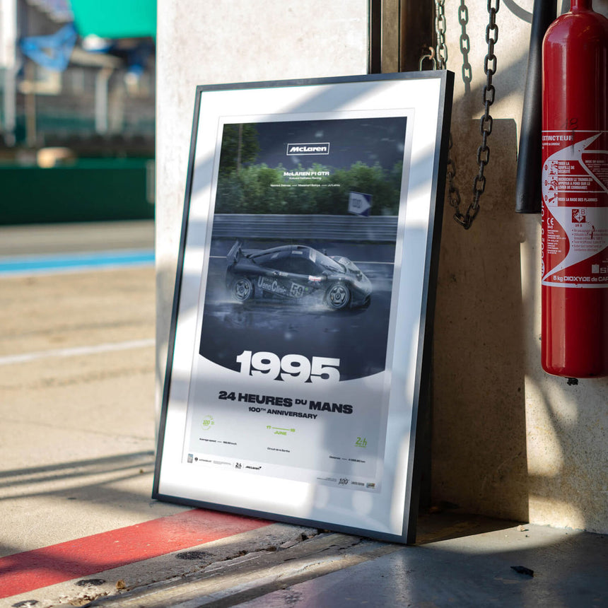 McLaren F1 GTR 1995 100th Anniversary 24h Le Mans Poster J Lehto, Masanori Sekiya, Yannick Dalmas