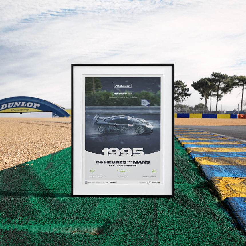 McLaren F1 GTR 1995 100th Anniversary 24h Le Mans Poster J Lehto, Masanori Sekiya, Yannick Dalmas