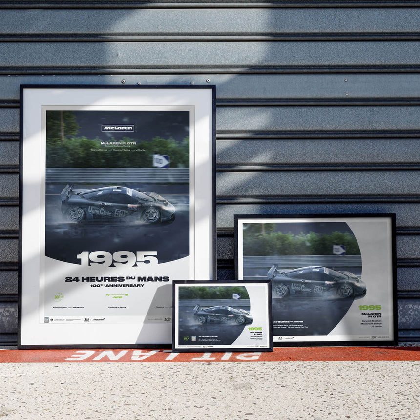 McLaren F1 GTR 1995 100th Anniversary 24h Le Mans Poster J Lehto, Masanori Sekiya, Yannick Dalmas