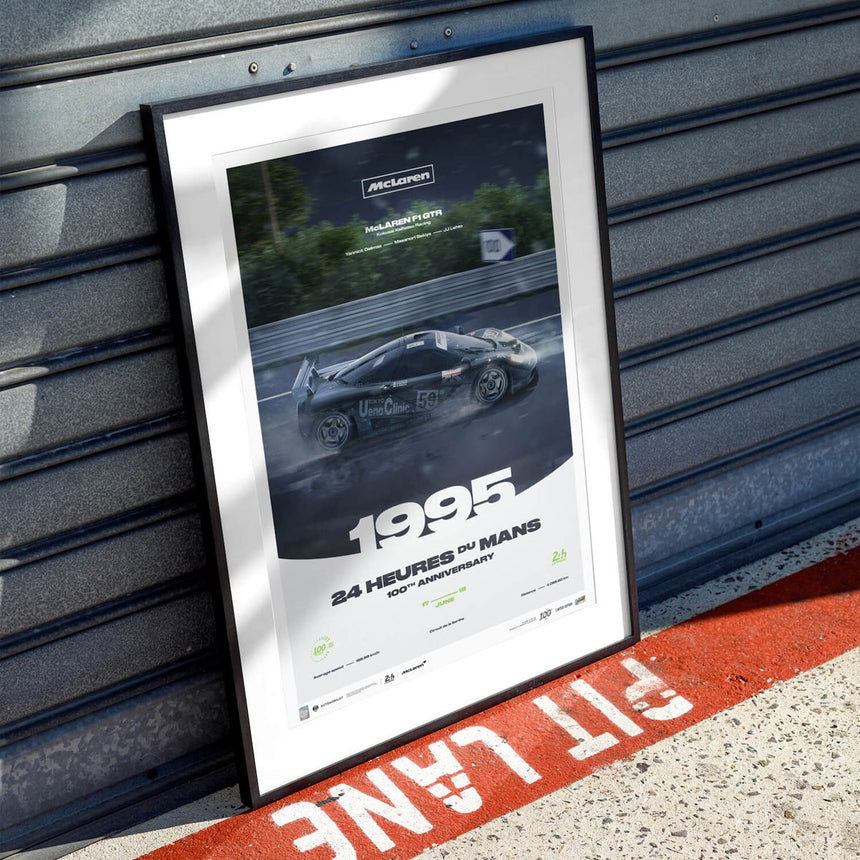 McLaren F1 GTR 1995 100th Anniversary 24h Le Mans Poster J Lehto, Masanori Sekiya, Yannick Dalmas