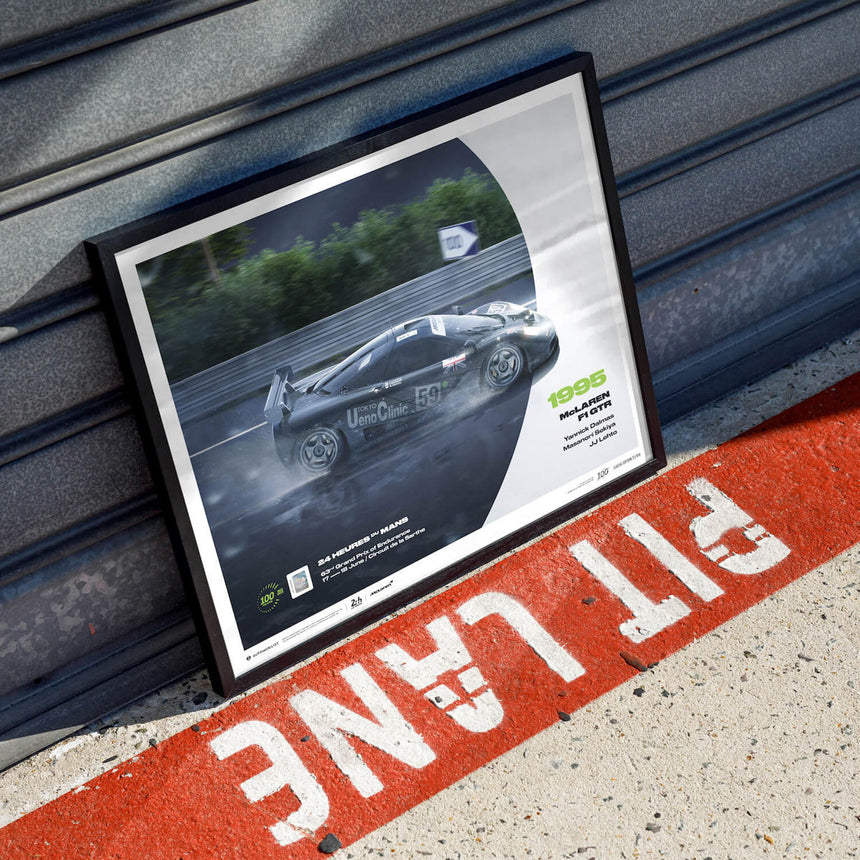 McLaren F1 GTR 1995 100th Anniversary 24h Le Mans Poster J Lehto, Masanori Sekiya, Yannick Dalmas