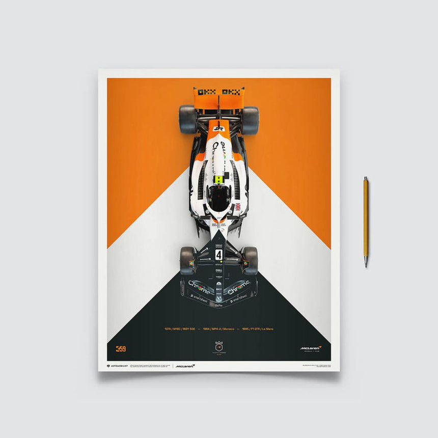 McLaren Formula 1 Lando Norris Triple Crown Livery 60th Anniversary 2023 Print Poster