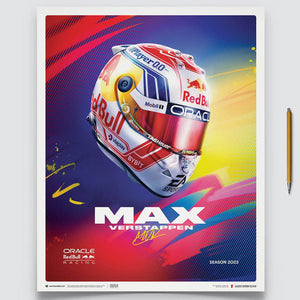 Oracle Red Bull Racing Max Verstappen Helmet 2023 Print Poster