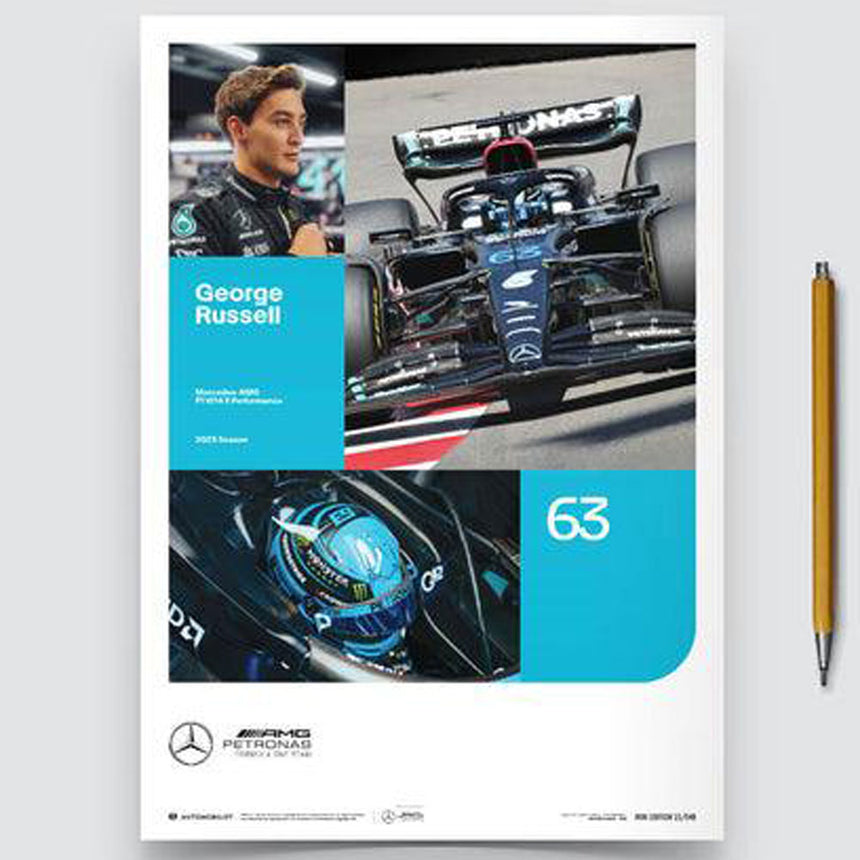 Mercedes AMG Petronas F1 Team George Russell #63 2023 Print Poster