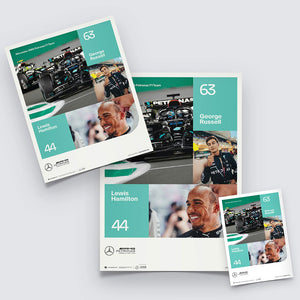 Mercedes AMG Petronas F1 Team George Russell, Lewis Hamilton 2023 Print Poster