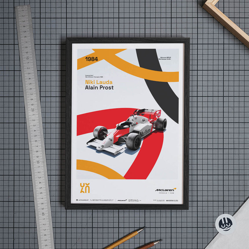 McLaren Racing MP4/2 1984 60th Anniversary McLaren Poster Alain Prost, Niki Lauda