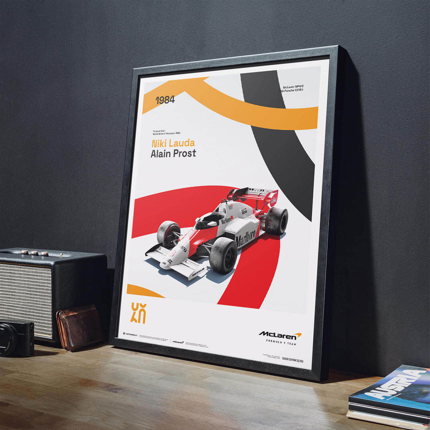 McLaren Racing MP4/2 1984 60th Anniversary McLaren Poster Alain Prost, Niki Lauda