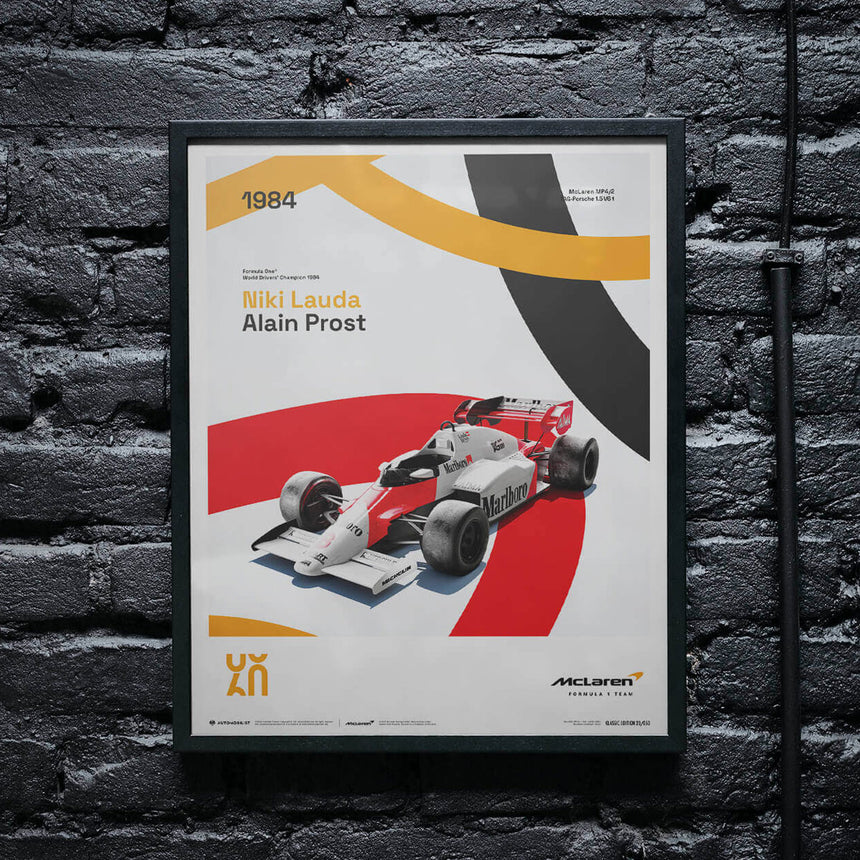 McLaren Racing MP4/2 1984 60th Anniversary McLaren Poster Alain Prost, Niki Lauda