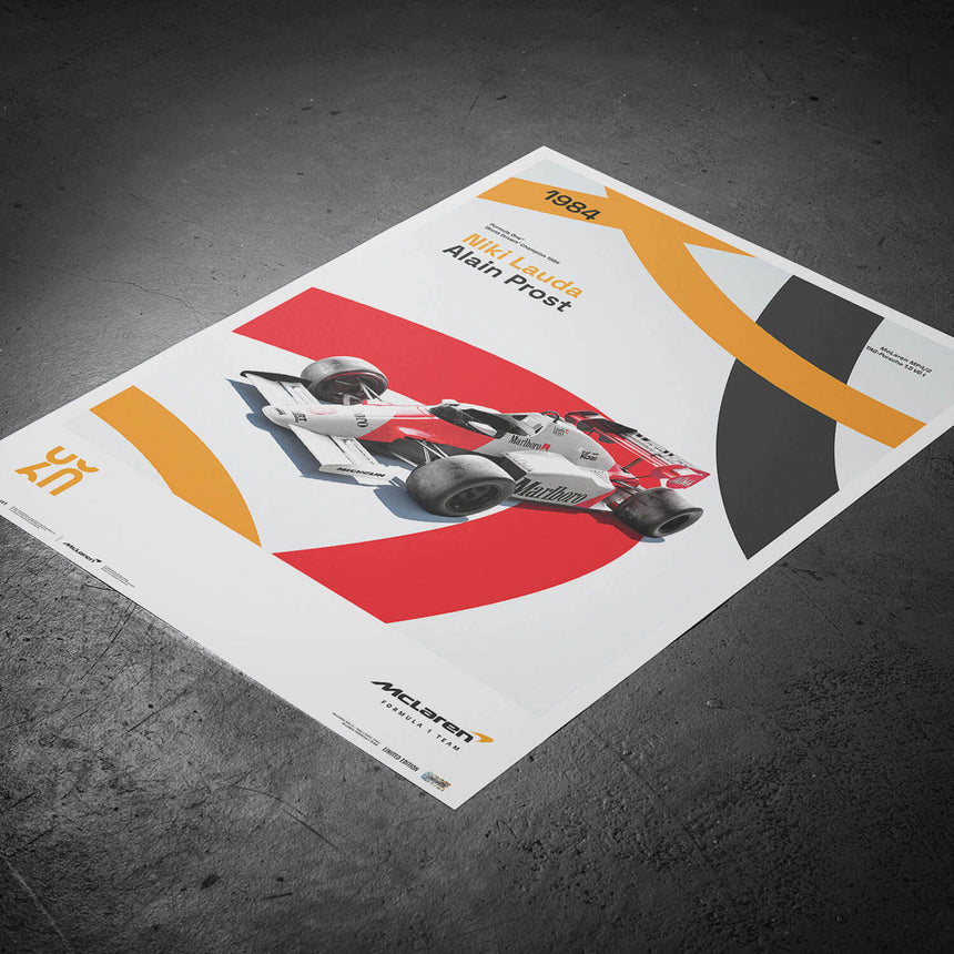 McLaren Racing MP4/2 1984 60th Anniversary McLaren Poster Alain Prost, Niki Lauda
