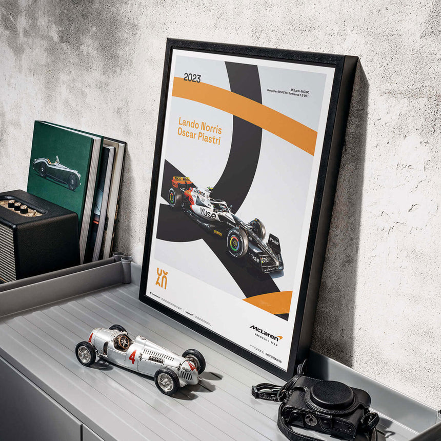 McLaren Racing MCL60 2023 60th Anniversary McLaren Poster Lando Norris, Oscar Piastri