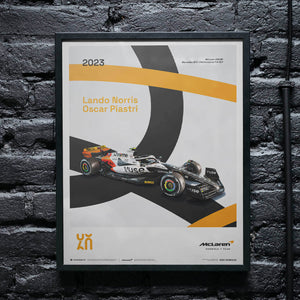 McLaren Racing MCL60 2023 60th Anniversary McLaren Poster Lando Norris, Oscar Piastri