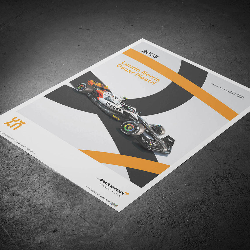 McLaren Racing MCL60 2023 60th Anniversary McLaren Poster Lando Norris, Oscar Piastri