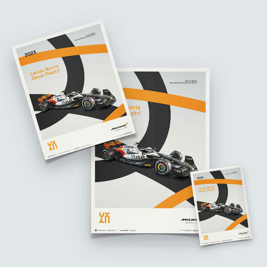 McLaren Racing MCL60 2023 60th Anniversary McLaren Poster Lando Norris, Oscar Piastri