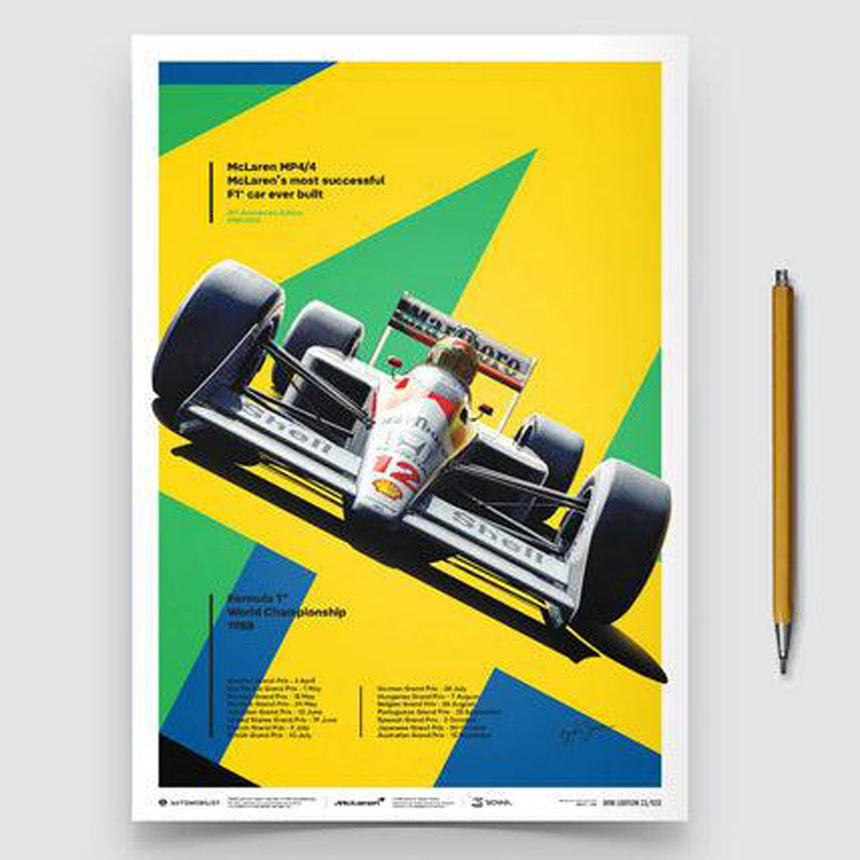 McLaren MP4/4 Ayrton Senna San Marino GP 35th Anniversary 1988 Print Poster