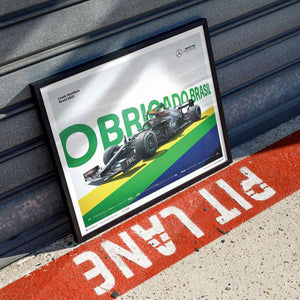 Mercedes AMG Petronas F1 Team Lewis Hamilton Obrigado Brasil 2021 Print Poster