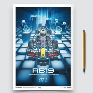 Automobilist Red Bull Racing RB19 Most Successful F1 Car Ever 2023 Print Poster