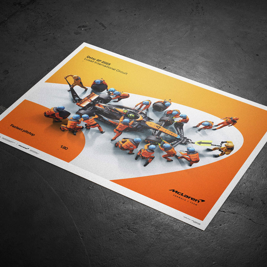 McLaren F1 Team 1.80 Second World Record Fastest Pit Stop 2023 Print Poster