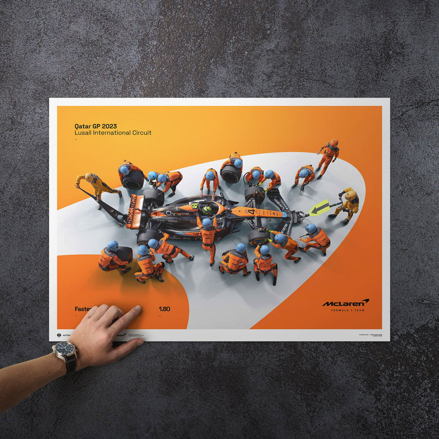 McLaren F1 Team 1.80 Second World Record Fastest Pit Stop 2023 Print Poster