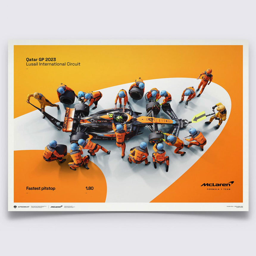 McLaren F1 Team 1.80 Second World Record Fastest Pit Stop 2023 Print Poster