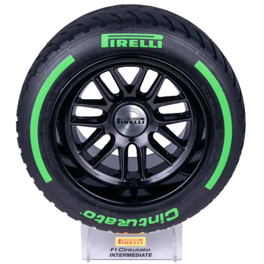 Pirelli 1:2 Scale Medium Rain Green Pole Position Tire & Clear Display Plinth