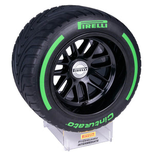 Pirelli 1:2 Scale Medium Rain Green Pole Position Tire & Clear Display Plinth