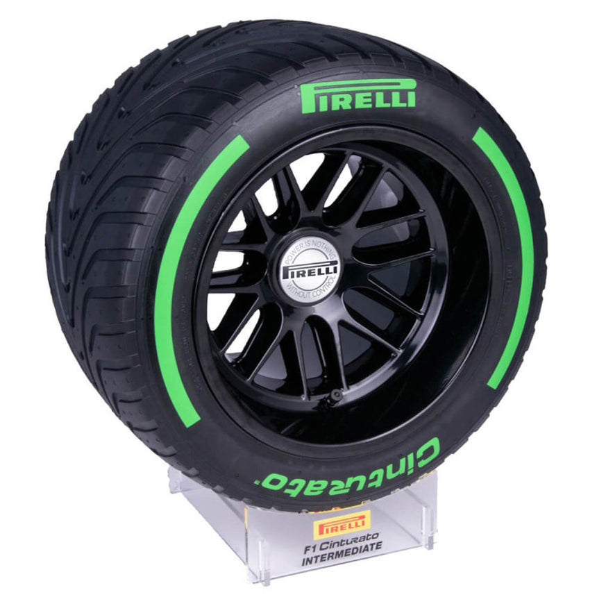 Pirelli 1:2 Scale Medium Rain Green Pole Position Tire & Clear Display Plinth