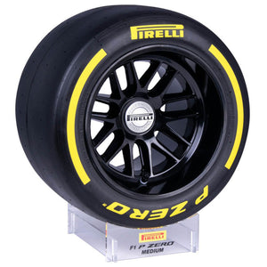 Pirelli 1:2 Scale Intermediate Yellow Pole Position Tire & Clear Display Plinth