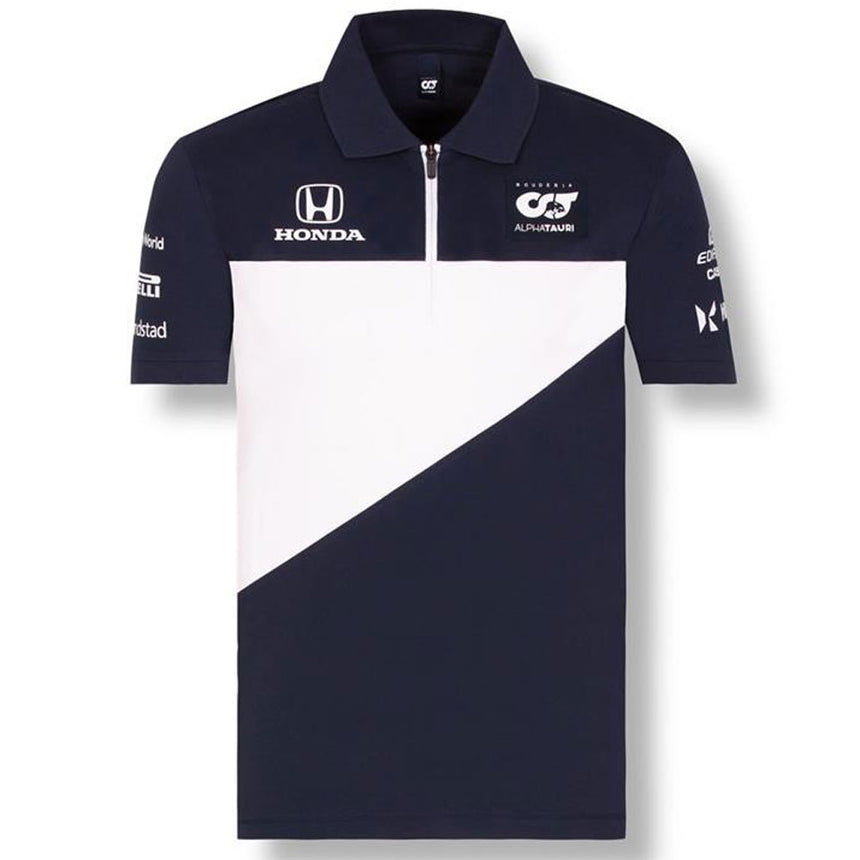 Scuderia AlphaTauri F1 Team Navy/White Zip Polo Tee Shirt
