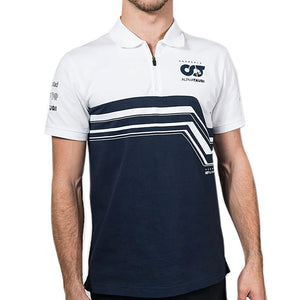Scuderia AlphaTauri F1 Team White/Navy Drivers Zip Polo Tee Shirt