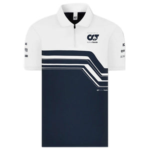 Scuderia AlphaTauri F1 Team White/Navy Drivers Zip Polo Tee Shirt