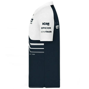 Scuderia AlphaTauri F1 Team White/Navy Drivers Zip Polo Tee Shirt