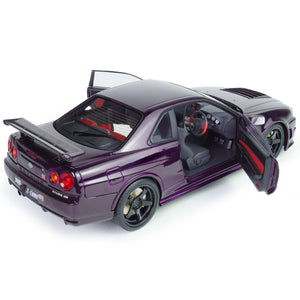 Solido 1:18 Scale Nissan Skyline GTR R34 Violet Ztune Nismo Diecast Model Car