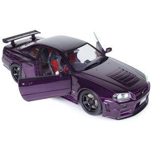 Solido 1:18 Scale Nissan Skyline GTR R34 Violet Ztune Nismo Diecast Model Car