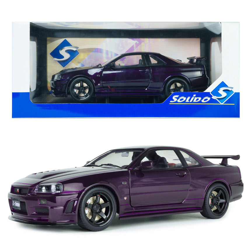 Solido 1:18 Scale Nissan Skyline GTR R34 Violet Ztune Nismo Diecast Model Car