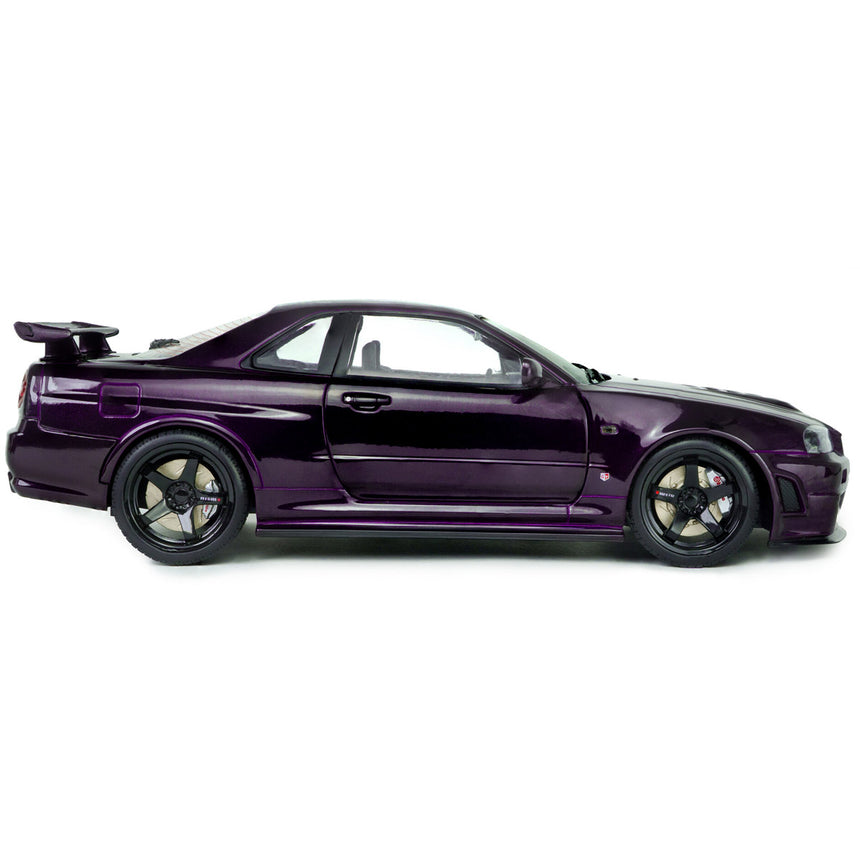 Solido 1:18 Scale Nissan Skyline GTR R34 Violet Ztune Nismo Diecast Model Car