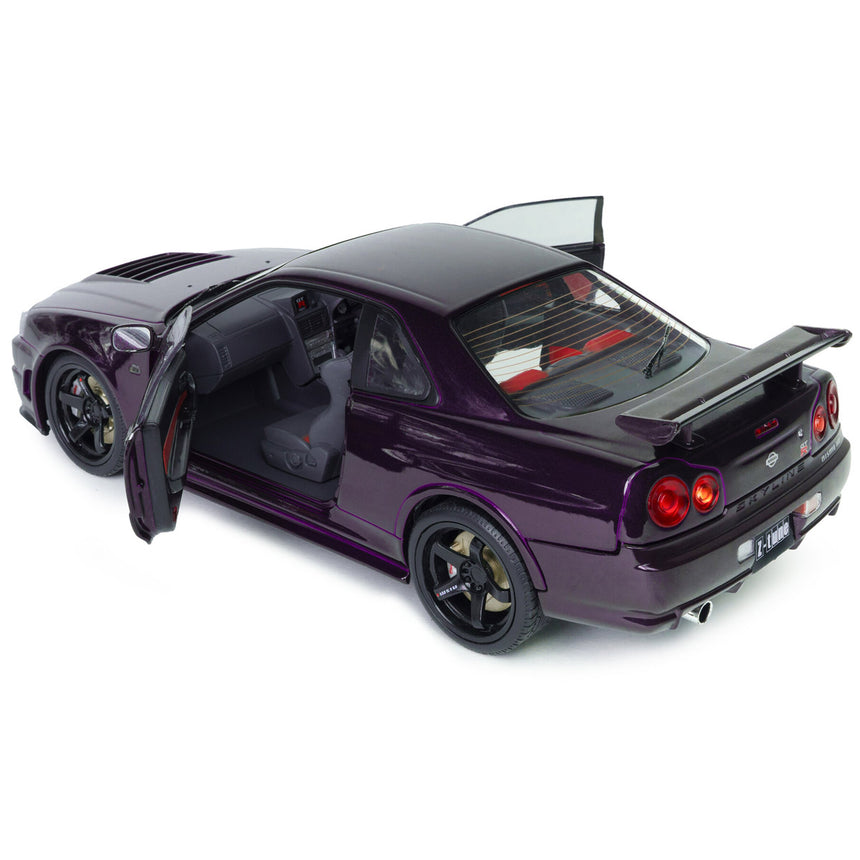 Solido 1:18 Scale Nissan Skyline GTR R34 Violet Ztune Nismo Diecast Model Car