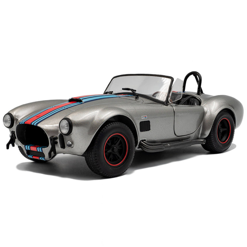 Solido 1:18 Scale Grey Martini Stripe Shelby Cobra 427 MKII Diecast Model Car