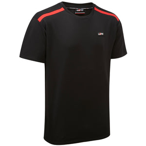 Toyota Gazoo Racing Black Classic Red Shoulder Stripe GR Logo Tee Shirt