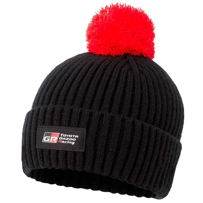 Toyota Gazoo Racing GR Logo Black Knitted Red Bobble Hat